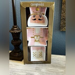 🆕 Godinger Pink Nutcracker Three Bowl Set with Spoons